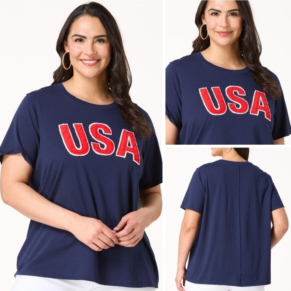 Navy Blue USA Graphic Women's Top